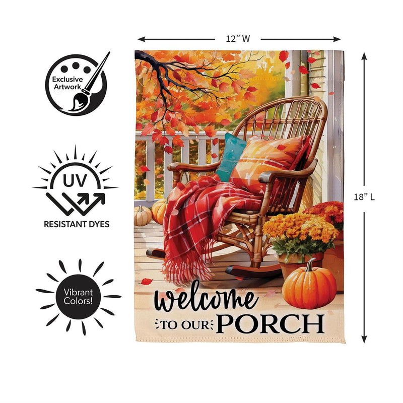 Welcome to Our Porch Suede Garden Flag