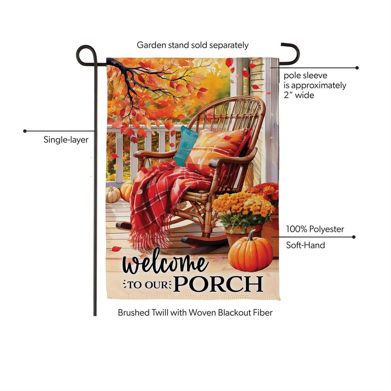 Welcome to Our Porch Suede Garden Flag