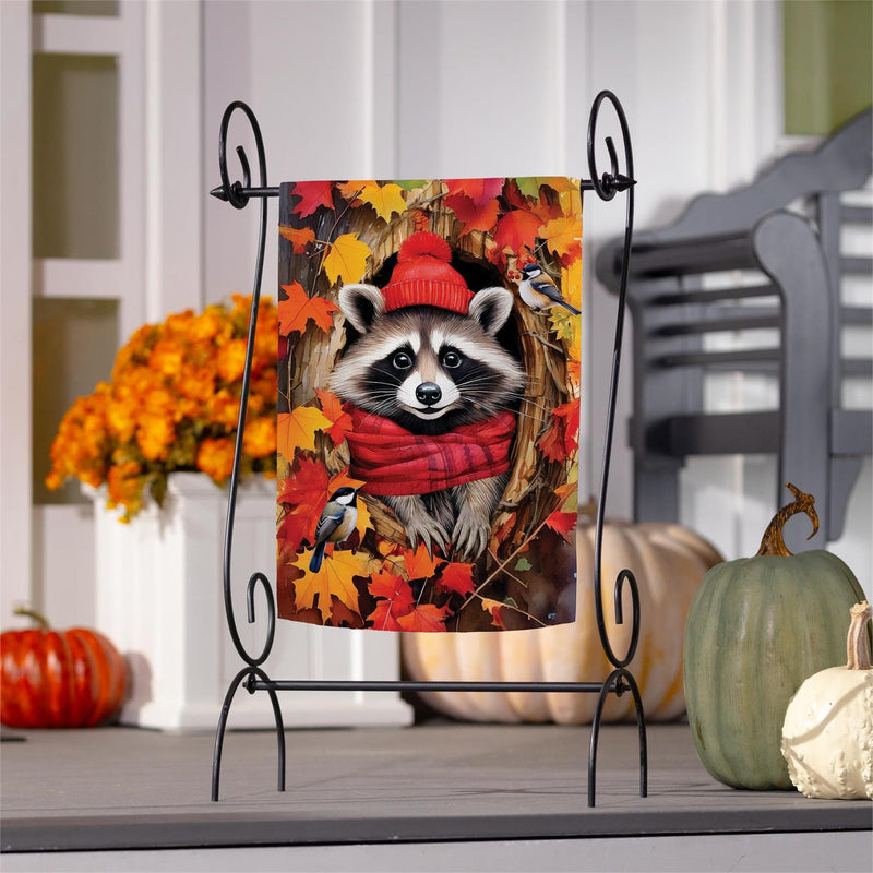 Cozy Racoon Suede Garden Flag