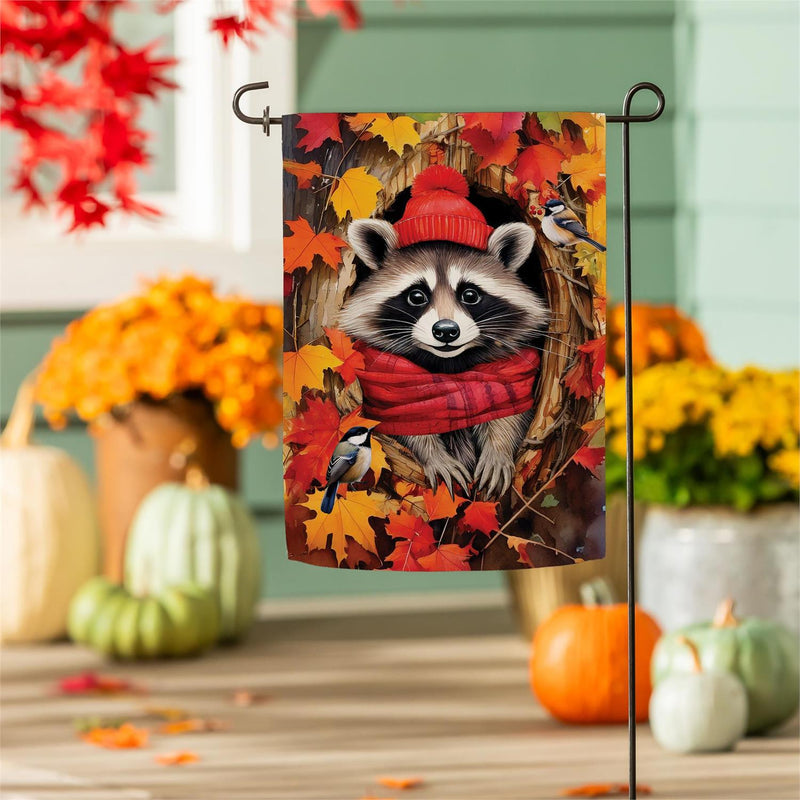 Cozy Racoon Suede Garden Flag