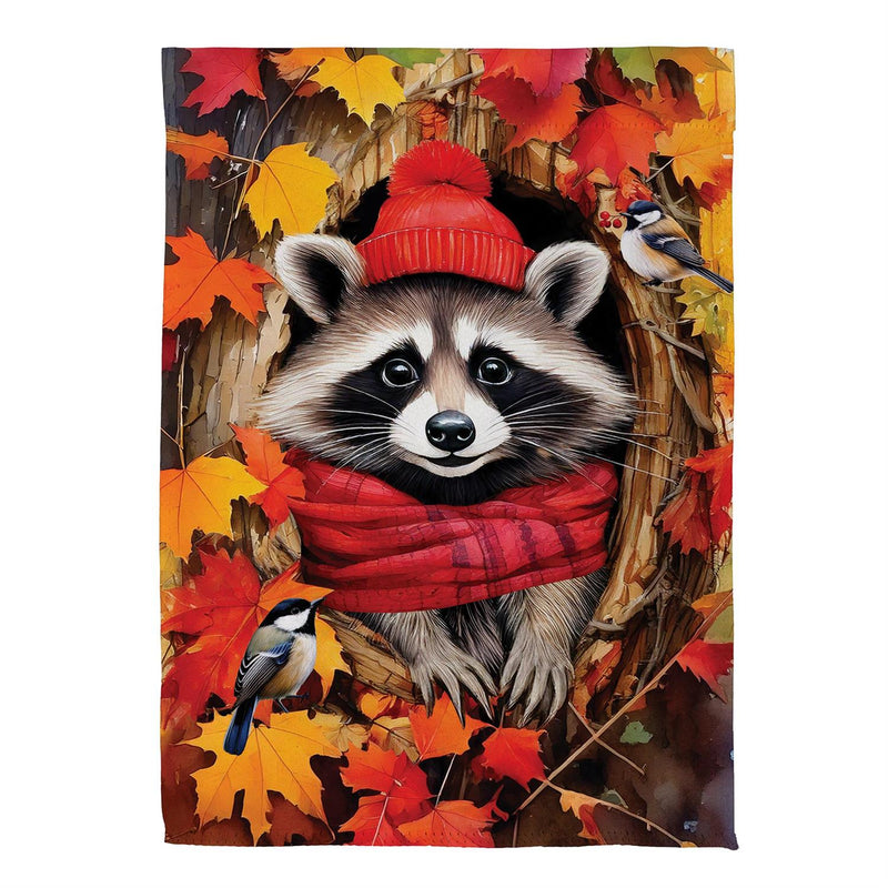 Cozy Racoon Suede Garden Flag