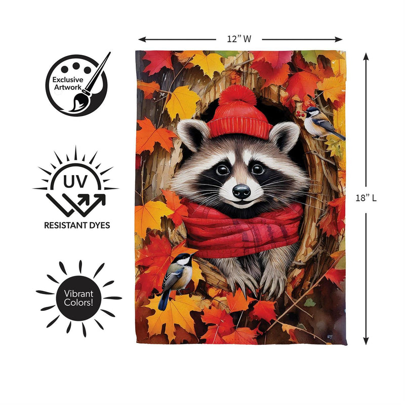 Cozy Racoon Suede Garden Flag