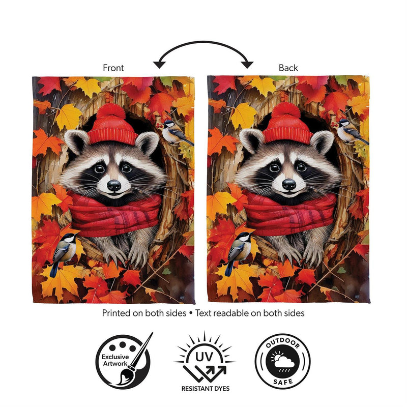 Cozy Racoon Suede Garden Flag