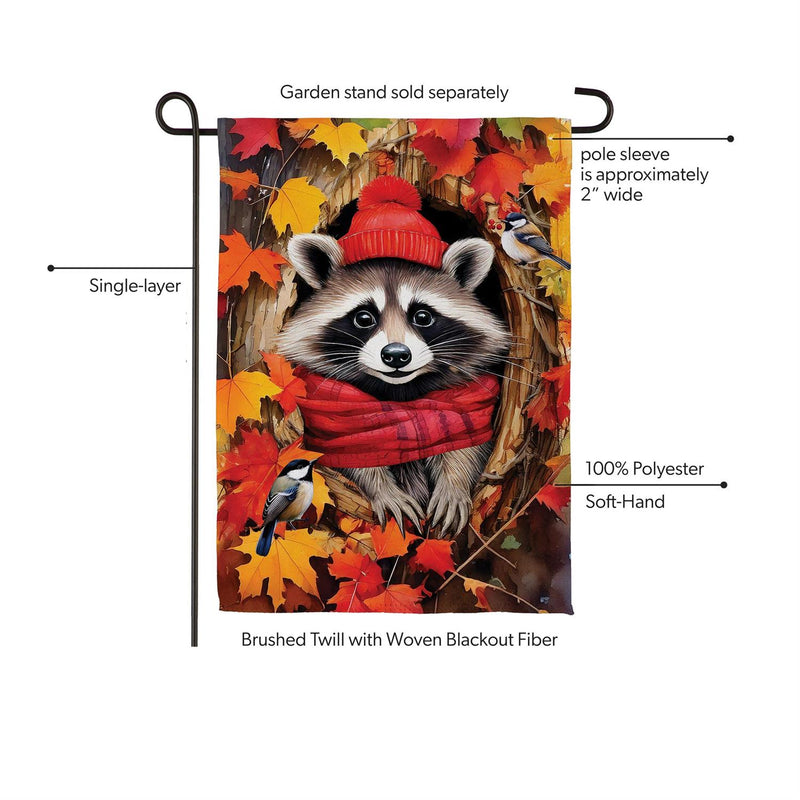Cozy Racoon Suede Garden Flag