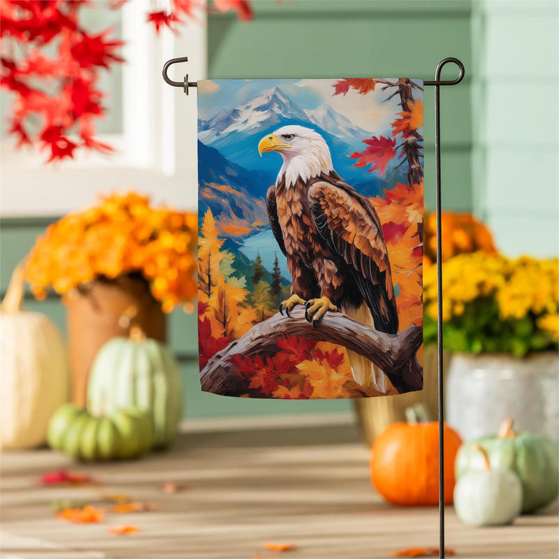 Regal Fall Eagle Suede Garden Flag