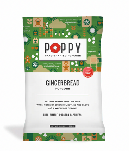 Poppy Hand-Crafted Popcorn | Gingerbread Snack Bag