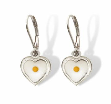 Heart Shaped Mustard Seed Lever Back Earrings