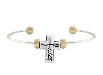 Faith Cross Bracelet, Two Toned