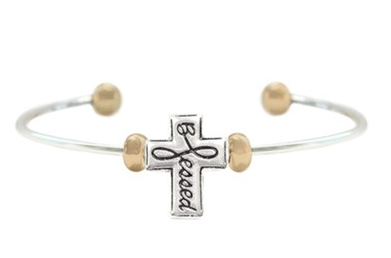 Blessed Cross Bracelet, Two Toned