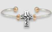 Cross Shaped Love Charm, Silver