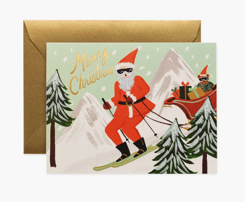 Skiing Santa Card