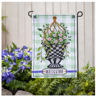 Spring Topiary Applique Garden Flag