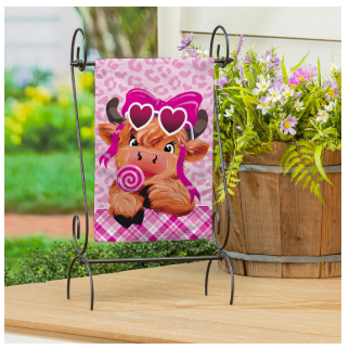 Lovely Laverne The Highland Cow Burlap Garden Flag