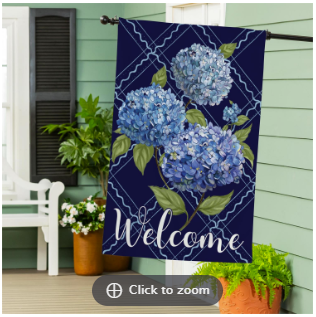 Hydrangea Haven Burlap House Flag