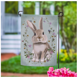 Vintage Floral Hare Suede Garden Flag