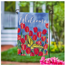 Red Tulip Sky Suede Garden Flag
