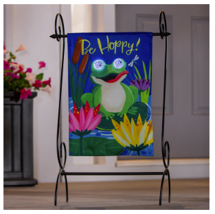 Winky Blinky Be Hoppy Applique Lighted Garden Flag