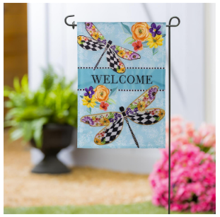 Courtly Check Dragonfly Applique Garden Flag