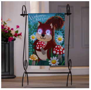 Winky Blinky Nutty Squirrel Applique Lighted Garden Flag
