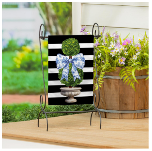 Topiary With Bow Burlap Garden Flag