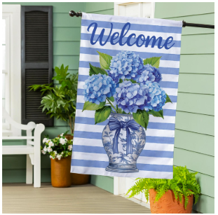 Hydrangea Vase Burlap House Flag