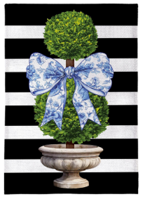 Topiary With Bow Burlap House Flag