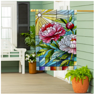 Floral Stained Glass Suede House Flag
