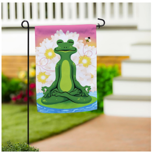 Meditating Summer Frog Suede Garden Flag