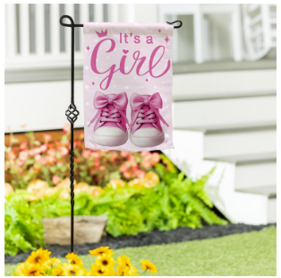 It's a Girl Pink Suede Garden Flag