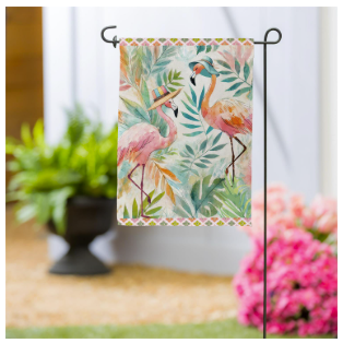 Palm Beach Flamingos Suede Garden Flag