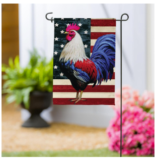 All American Rooster Suede Garden Flag