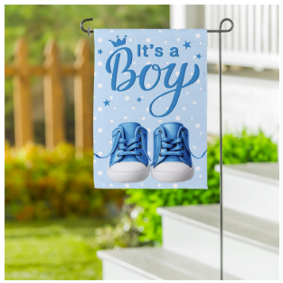 It's a Boy Blue Suede Garden Flag