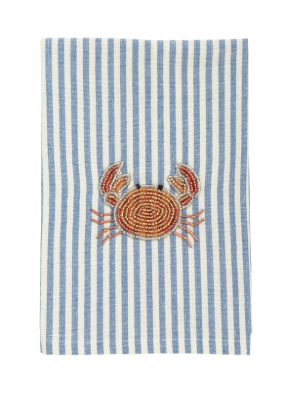 Stripe Crab Beaded Towel