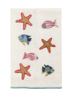 Tossed Starfish Bead & Embroidery Towel