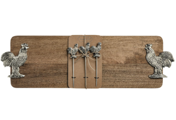 Rooster Board & Toothpick Set