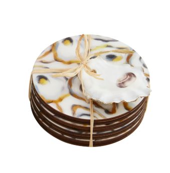 White Oyster Enamel Coaster Set