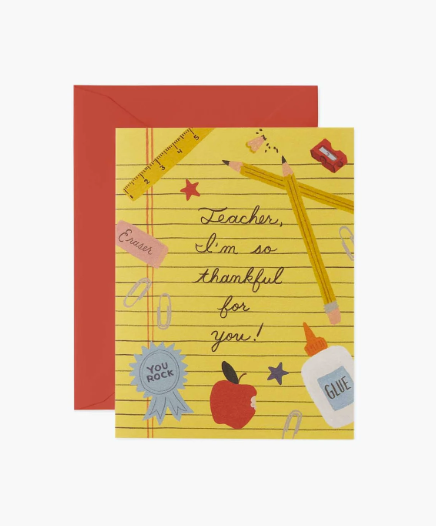 Thankful For Teacher Thank You Card