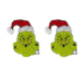 Red, White, Green Beaded Tree Grinch Face Earring