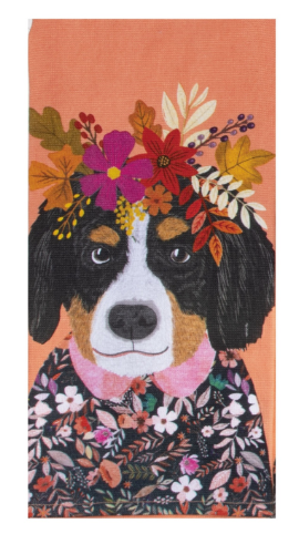 Fall Bernese Mountain Dog Kitchen Towel