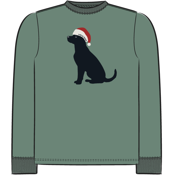 Kids Christmas Dog Long Sleeve Crusher Tee