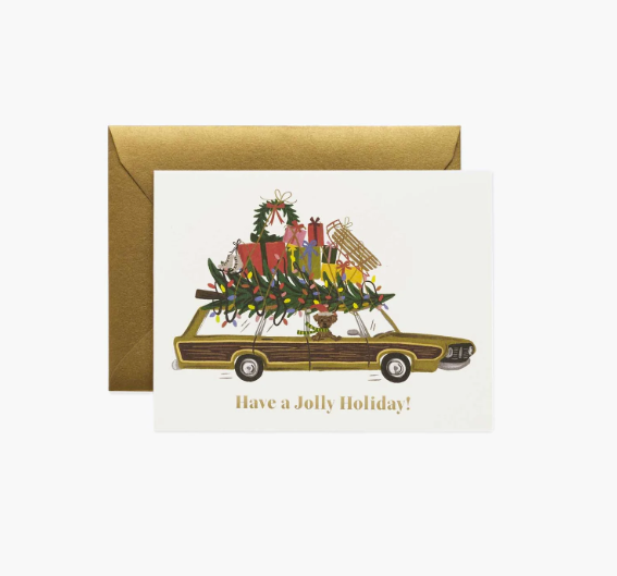 Jolly Holiday Wagon Holiday Card