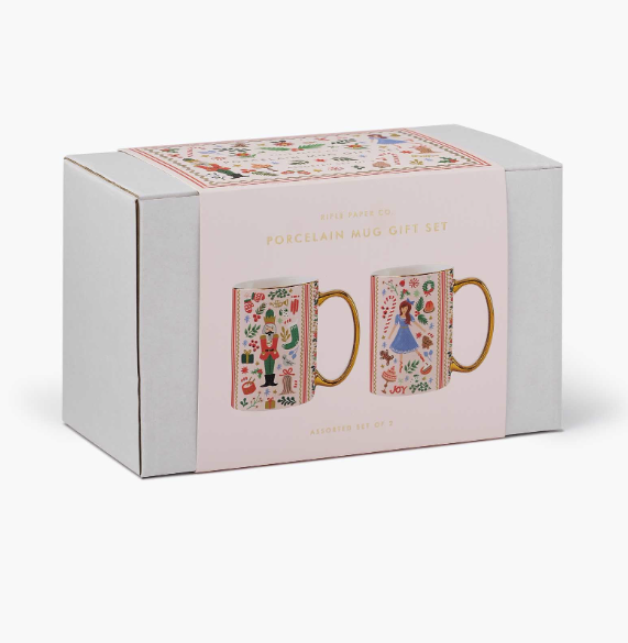 Holly Jolly Nutcracker Holiday Porcelain Mug Set
