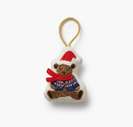 Beary Christmas Embroidered Ornament