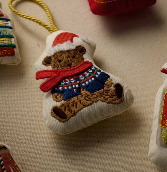 Beary Christmas Embroidered Ornament
