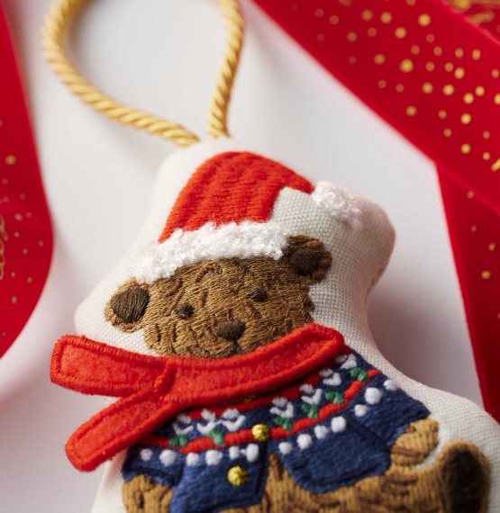 Beary Christmas Embroidered Ornament