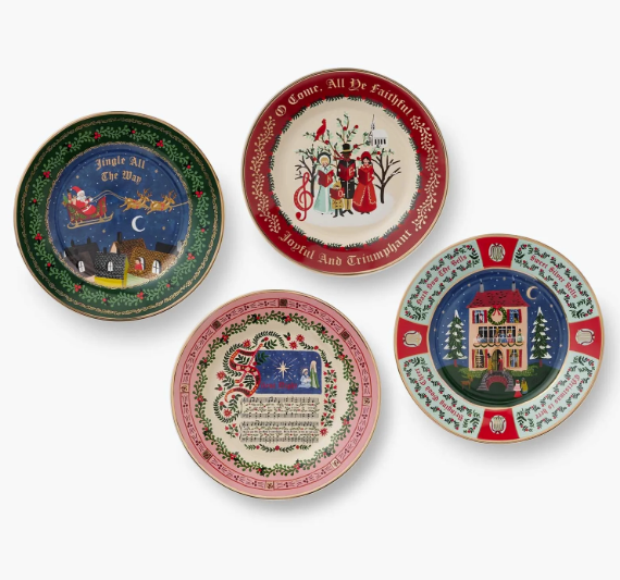 Christmas Carols Nativity Porcelain Dessert Plate Set