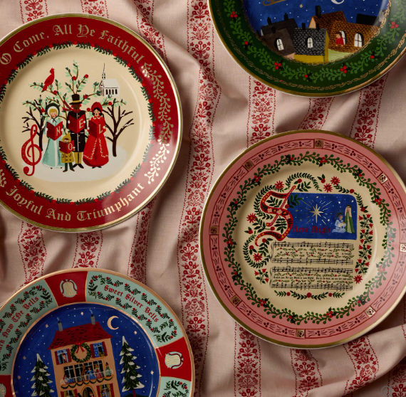Christmas Carols Nativity Porcelain Dessert Plate Set