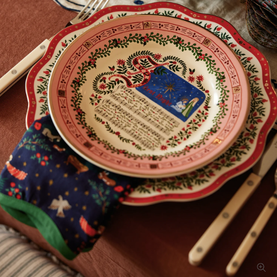 Christmas Carols Nativity Porcelain Dessert Plate Set