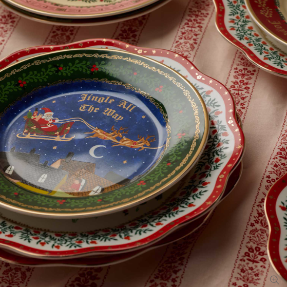 Christmas Carols Nativity Porcelain Dessert Plate Set
