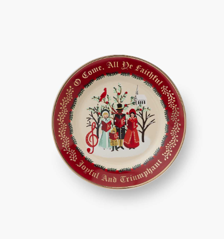 Christmas Carols Nativity Porcelain Dessert Plate Set